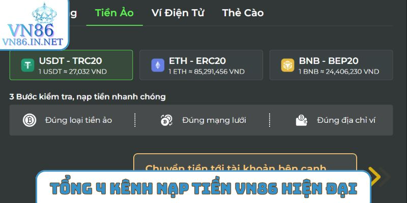 Tổng 4 kênh Nạp tiền VN86 hiện đại